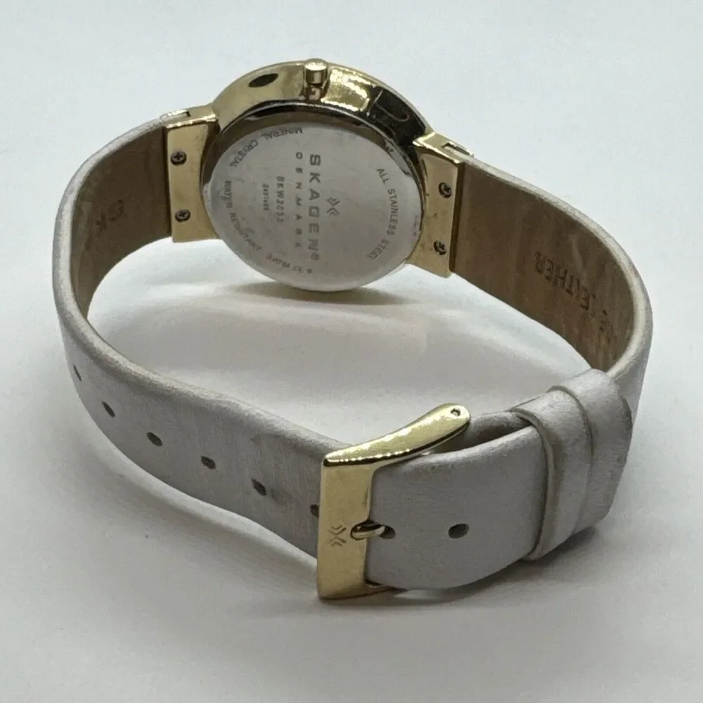 Skagen SKW2033 Women's White Leather Mother of Pearl Dial Quartz Watch JNA550